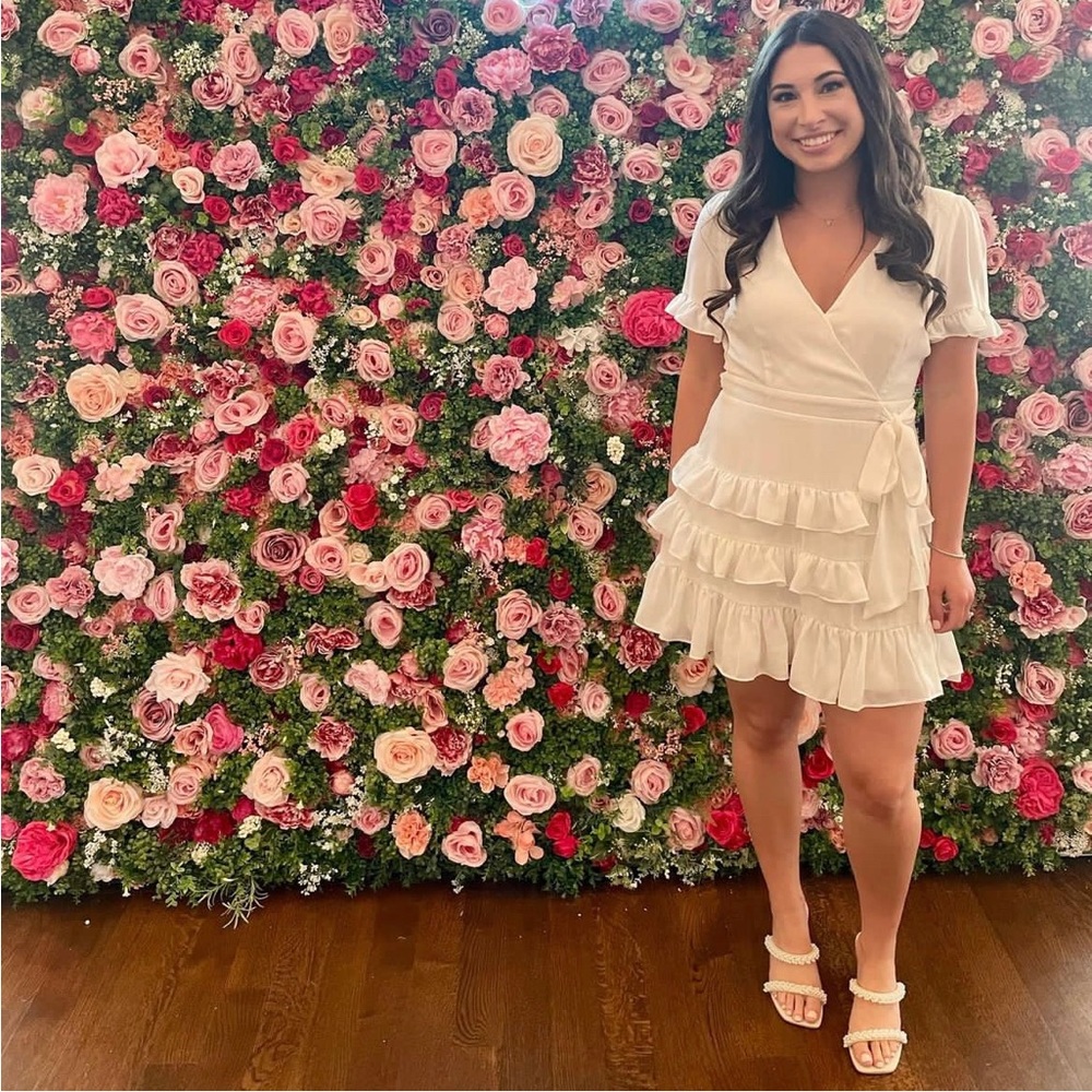 White ruffle bride dress. Bridal shower/bachelorette/wedding cute dress worn 2x